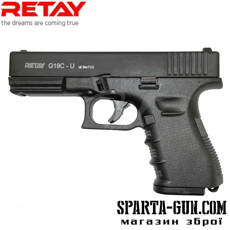 Пістолет стартовий Retay G 19C 14-зарядний кал. 9 мм. Колір - black.