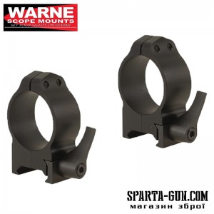 Кільця швидкоз'ємні Warne MAXIMA Quick Detach Rings 30 мм. Під планку Weaver / Picatinny. Висота Medium (під об'єктиви 42-52 мм). Сталь.