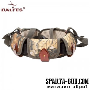 Патронташ комбінований (кордова тканина + шкіра) c кордовими клапанами і еластичними кишенями під 25 патронів, 12, 16, 20 калібру та розвантажувальної шлеей