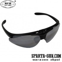 Армейские спортивные очки чёрные с 2 дополнительными стёклами MFH "Hawk" («Ястреб»)